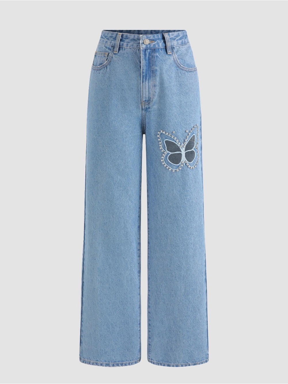 Cider DENIM MID RISE BUTTERFLY STRAIGHT LEG JEANS
